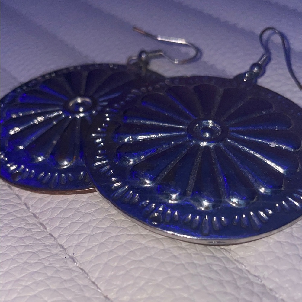 Silver Floral Disc Earrings